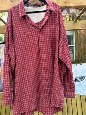 Haggar Red Plaid Cotton Button-Down Shirt